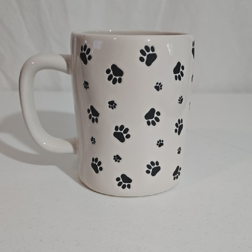 Rae Dunn Frenchie Mom Mug with Black Paw Prints - Picture 3 of 5